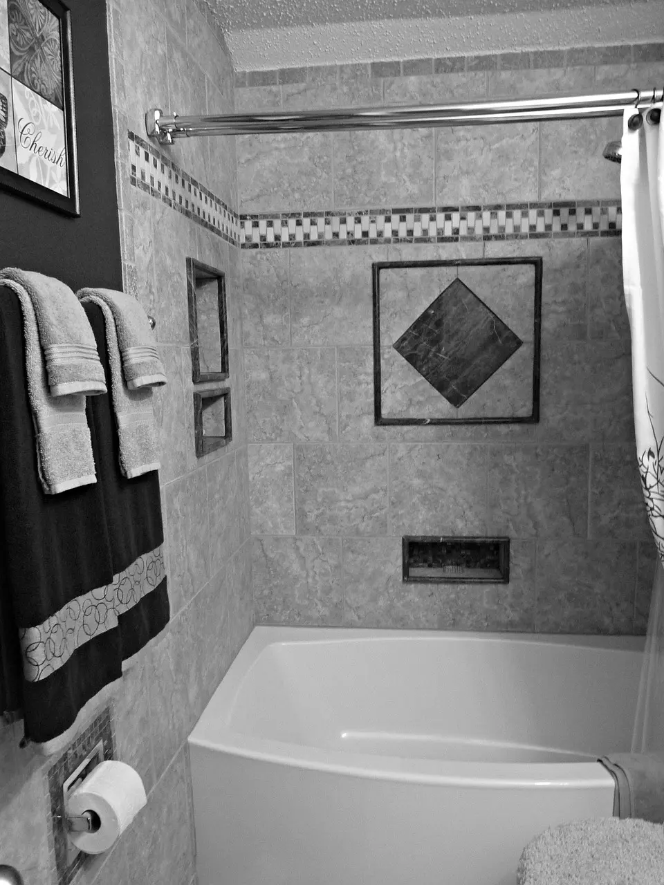 Bathroom — bath black white house design interior