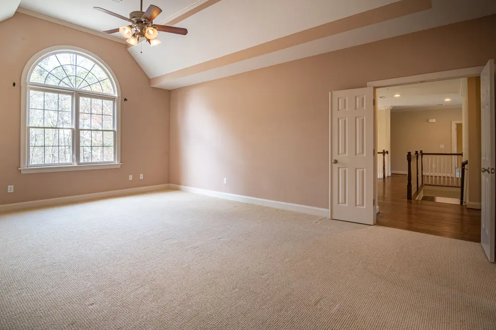 Carpet — bright empty room beige walls large