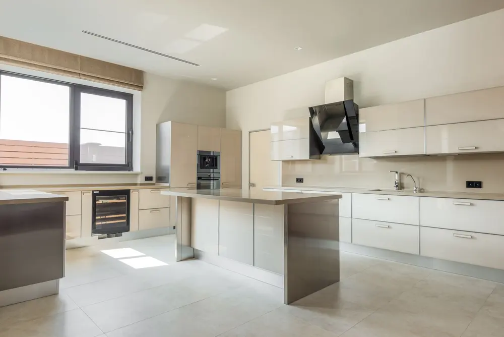 Bright spacious Orange County kitchen with a durable wood-look floor
