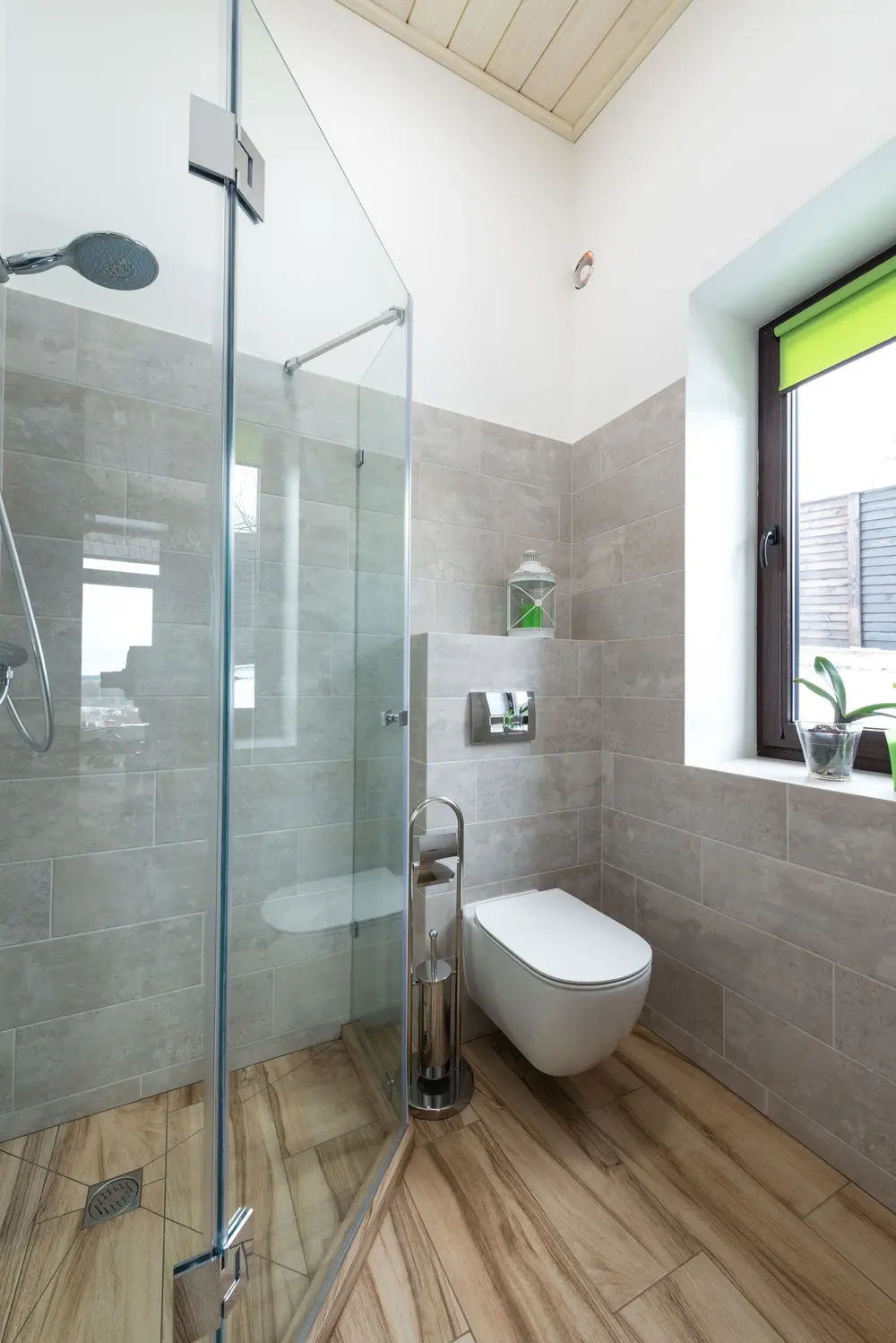 Luxury vinyl plank flooring — contemporary bathroom design glass sh — near Fullerton, CA