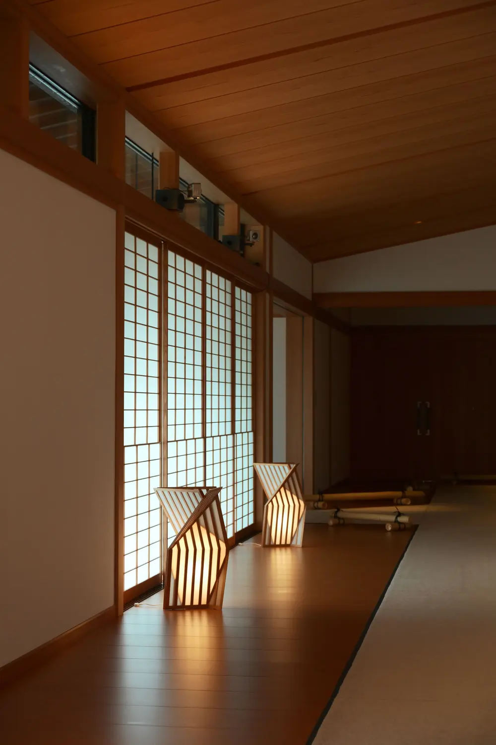 Refinished hardwood flooring — elegant japanese room sh ji screens