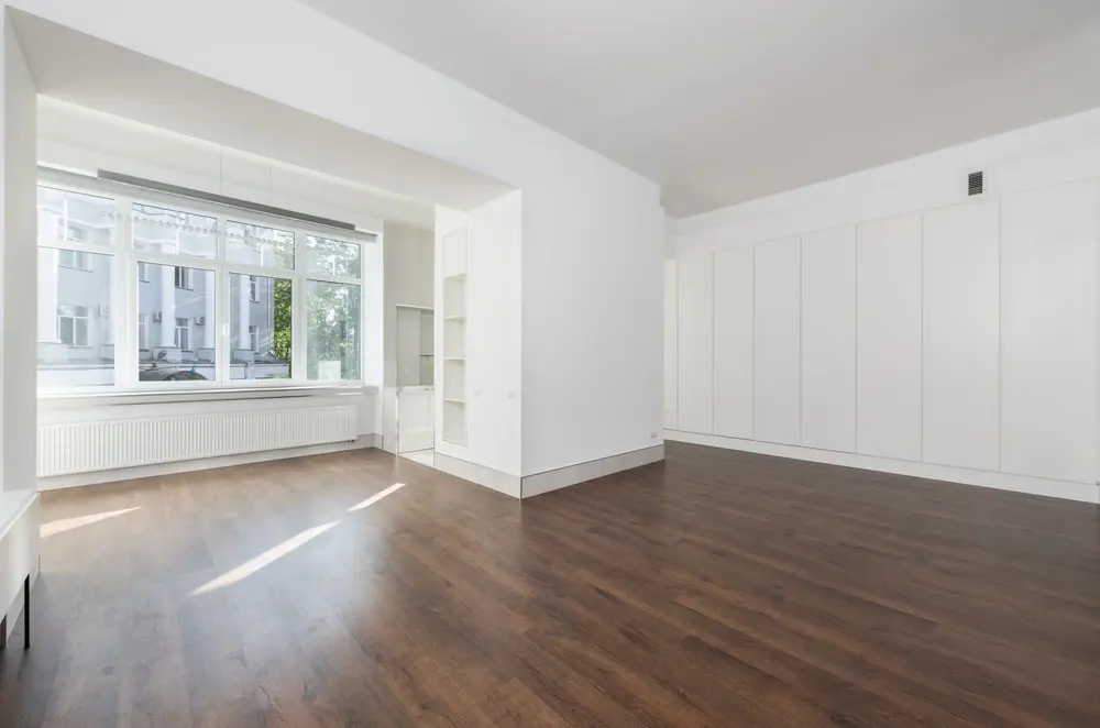 Vinyl flooring — bright empty room large windows